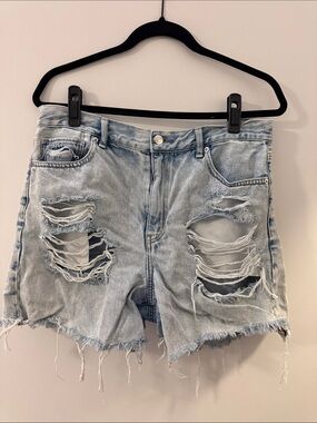American Eagle Outfitters Light Blue Ripped Denim Shorts